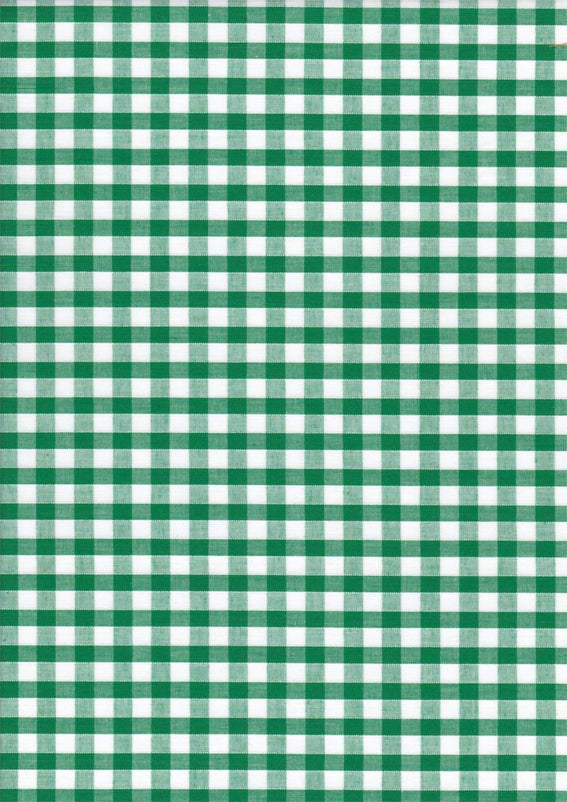 Green Gingham Polycotton 1/4" Checked Fabric Select Size 112cm Wide