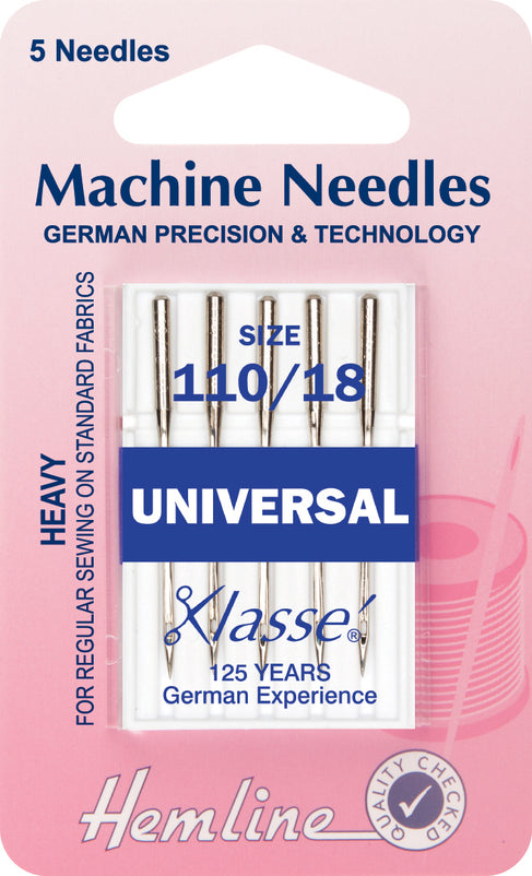Hemline Universal Machine Needles Heavy 110 / 18 - Hobby & Crafts