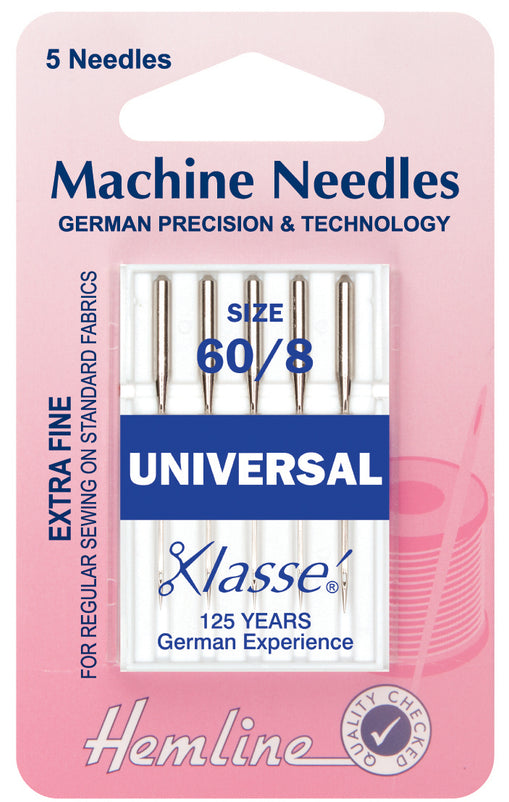 Hemline Universal Machine Needles Extra Fine - Size 60 / 8 - Hobby & Crafts