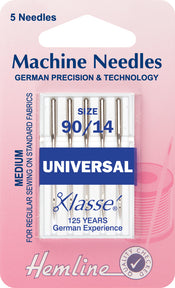 Hemline Universal Machine Needles Medium/ Heavy Size 90 / 14 - Hobby & Crafts