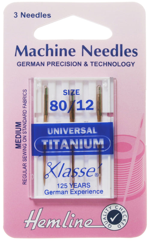 Hemline Universal Machine Needles Titanium Medium 80 / 12 - Hobby & Crafts