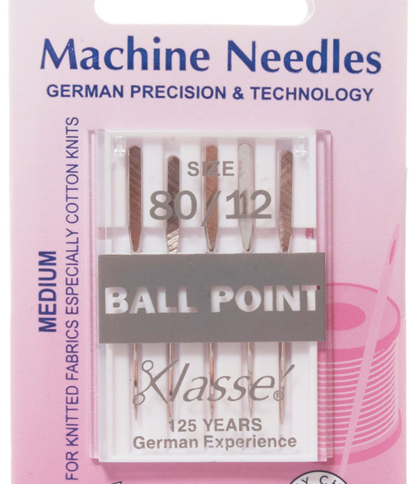 Hemline Ball Point Sewing Machine Needles Medium - 80 /12 - Hobby & Crafts