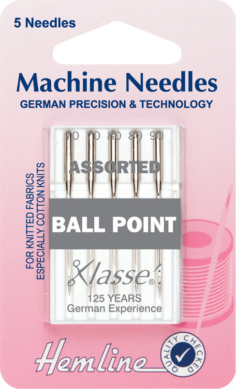 Hemline Ball Point Sewing Machine Needles Mixed - 70, 80, 90 - Hobby & Crafts