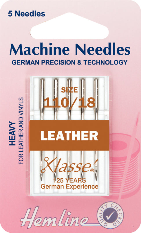 Hemline Sewing Machine Needles Leather Heavy - 110/18 - Hobby & Crafts