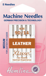 Hemline Sewing Machine Needles Leather Medium - 90/14 - Hobby & Crafts