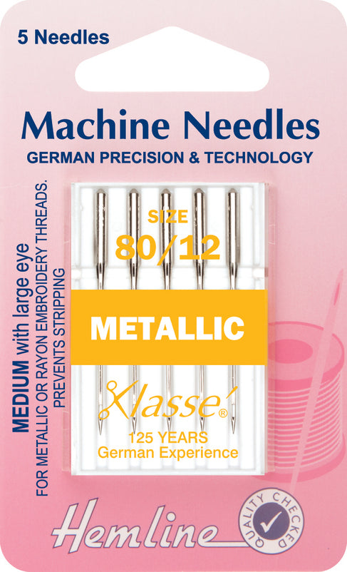 Hemline Metalfil Sewing Machine Needles medium - 80 - Hobby & Crafts