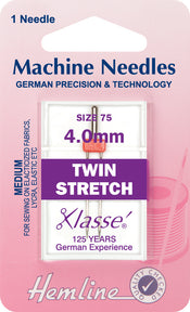 Hemline Sewing Machine Needles Twin Stretch - 4mm - Hobby & Crafts
