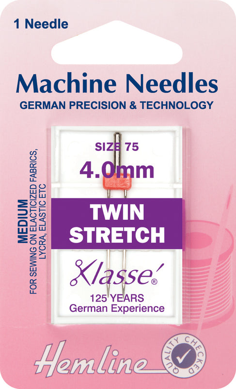 Hemline Sewing Machine Needles Twin Stretch - 4mm - Hobby & Crafts