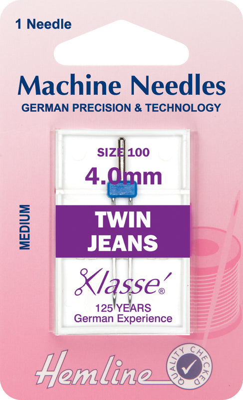 Hemline Universal Machine Needles Twin Jeans - 4mm - Hobby & Crafts