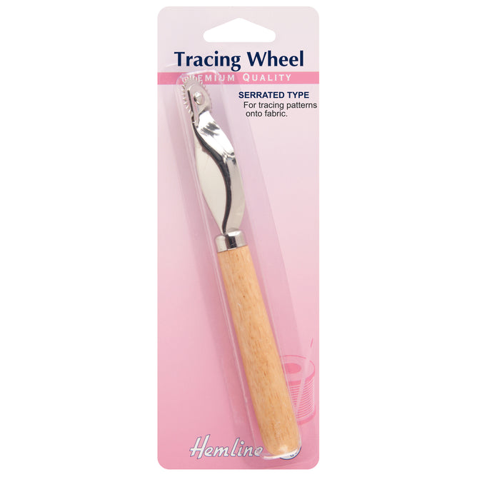Hemline Wooden Handle Tracing Wheel With Serrated Edge Fabric Hand Sewing Haberdashery - Hobby & Crafts