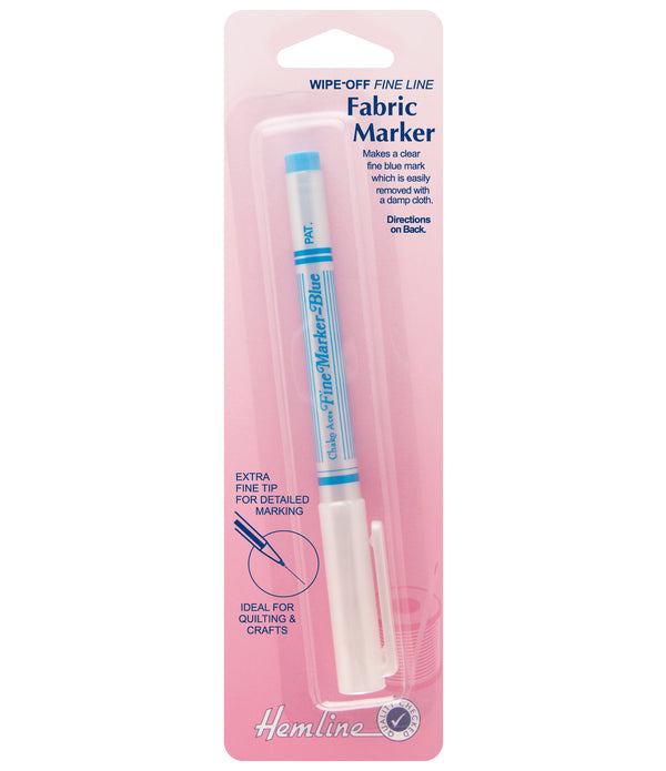 Hemline Blue Colour Fabric Marker Pen With Fine Tip Embroidery Quilting Hand Sewing - Hobby & Crafts