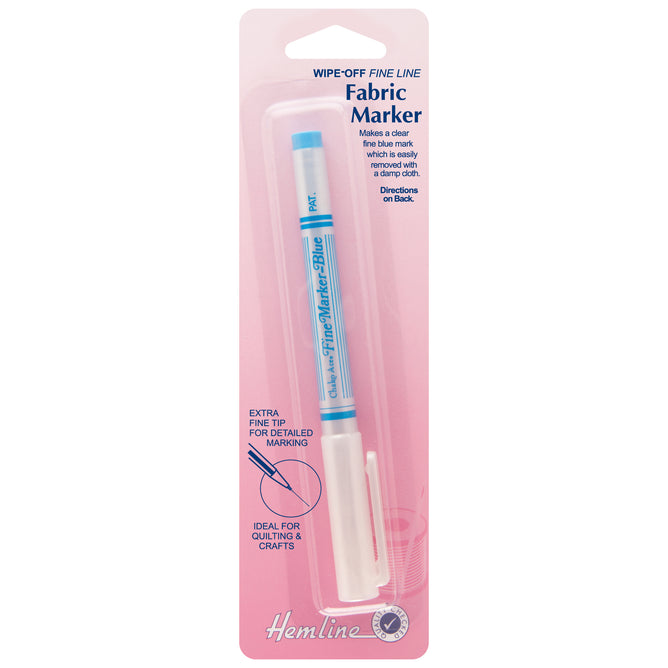 Hemline Blue Colour Fabric Marker Pen With Fine Tip Embroidery Quilting Hand Sewing - Hobby & Crafts