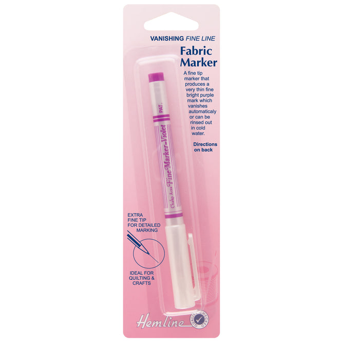 Hemline Violet Colour Air Erasable Fabric Marker Pen With Fine Tip Embroidery Quilting Hand Sewing - Hobby & Crafts