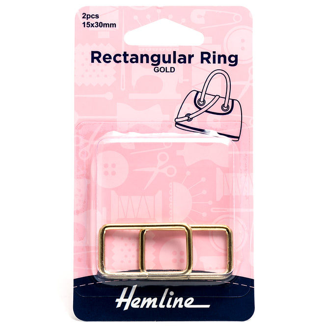 2 x Hemline Rectangular Alloy Ring Macramé Bag Making Craft 30mm - Select Colour