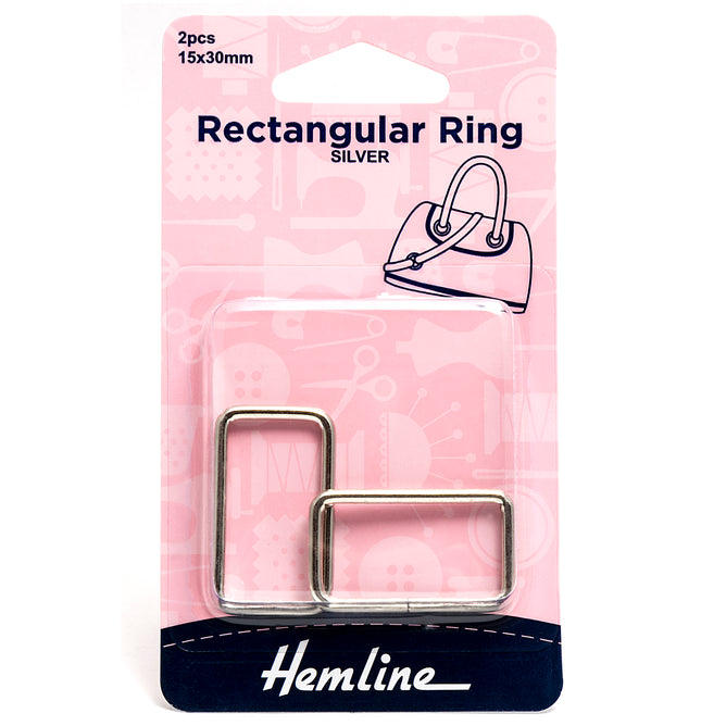 2 x Hemline Rectangular Alloy Ring Macramé Bag Making Craft 30mm - Select Colour