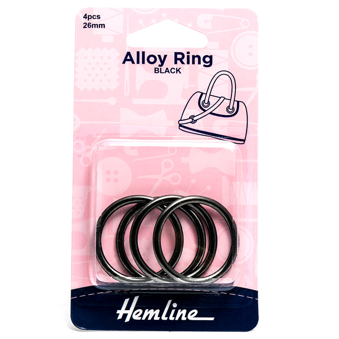 4 x Hemline Circular Alloy Rings Macramé Bag Making Crafts 26mm - Select Colour
