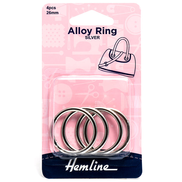 4 x Hemline Circular Alloy Rings Macramé Bag Making Crafts 26mm - Select Colour