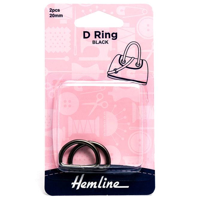 2 x Hemline D Shaped Alloy Rings Macramé Bag Making Crafts 20mm - Select Colour
