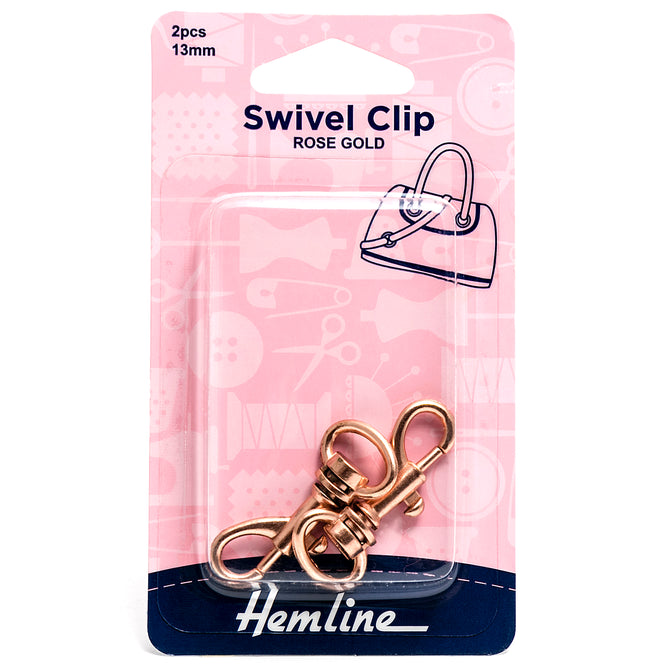 2 x Hemline Rose Gold Metal Swivel Clips Macramé Bag Making Crafts - Select Size