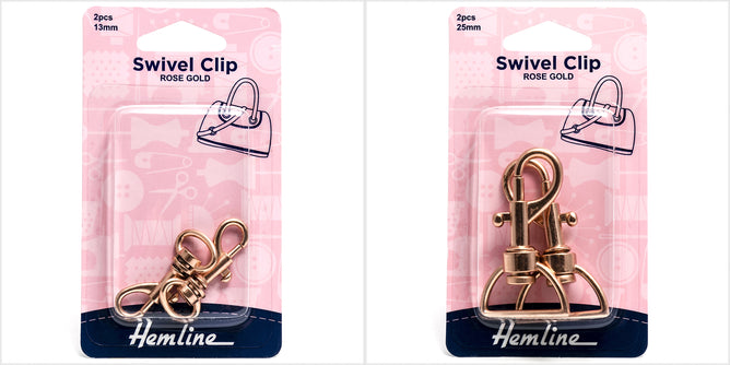2 x Hemline Rose Gold Metal Swivel Clips Macramé Bag Making Crafts - Select Size