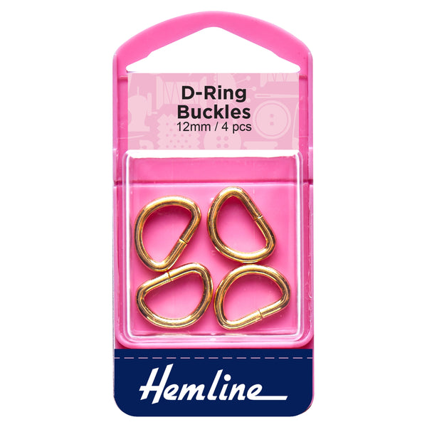 Hemline D Shaped Gold Rings Assortment Macramé Bag Making Crafts - Select Size