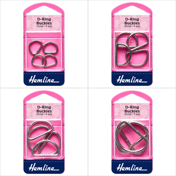 Hemline D Shaped Nickel Rings Assortment Macramé Bag Making Crafts - Select Size