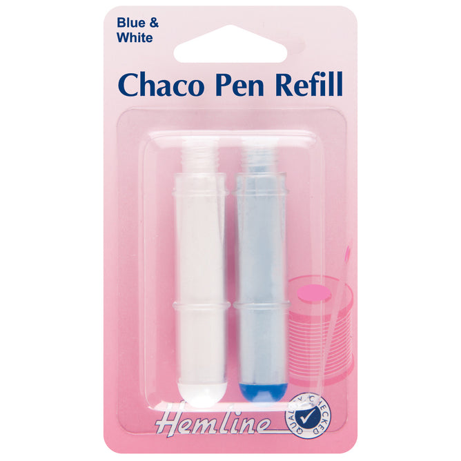 2 x Hemline Blue White Fabric Marker Chalk Pen Refills Dressmaking Hand Sewing - Hobby & Crafts