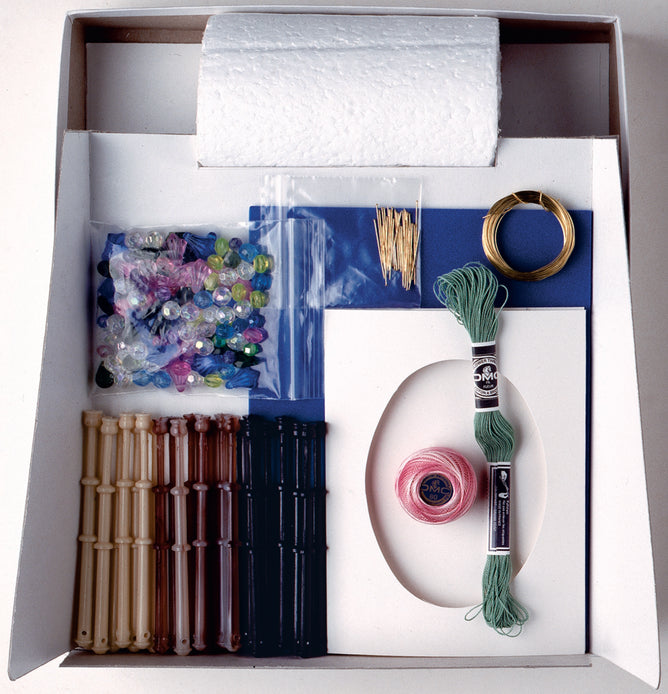 Lacemaking Craft Kit | Instructions Pillow Bobbins Wire Beads Fabric Adhesive Cards