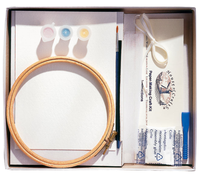 Paper Making Craft Kit Instructions Mesh Pulp Frame Colourants Ribbon Adhesive Spreader