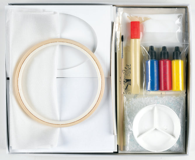 Silk Painting Card Kit Instructions Natural Silk Paints Outliner Brush Palette Hoop Salt