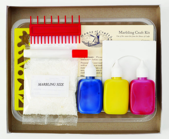 Creative Marbling Kit | Instructions Ink Tray Combing Tool Plain Card Stencil Glue Pen