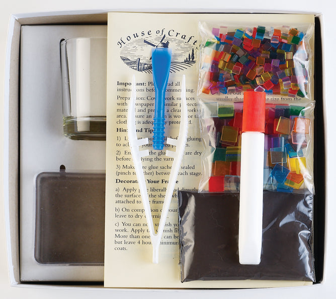 Mosaic Craft kit | Instructions Candle Glass Trinket Box Crystaline Mosaic PVA Glue Powdered Grout