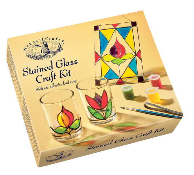 Stained Glass Craft Kit | Instructions Votive Suncatcher Adhesive Lead Strip Paint Brush Patterns Cap