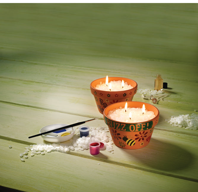 Garden Candle Kit | Instructions Terracotta Pots Paints Brush Stencil Sheet Palette Wax Sustainer Wicks