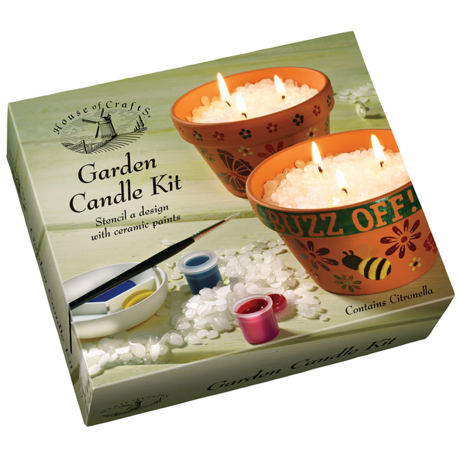 Garden Candle Kit | Instructions Terracotta Pots Paints Brush Stencil Sheet Palette Wax Sustainer Wicks