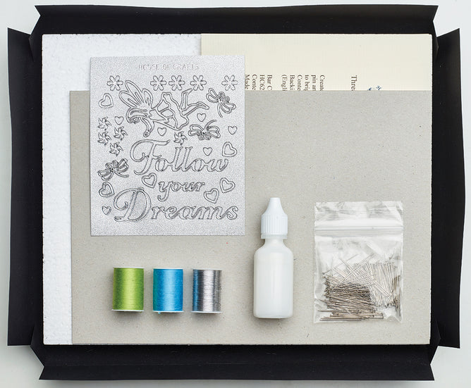 Thread Art Craft Kit | Instructions Threads Pins Polystyrene Base Background Card Board Embellishments