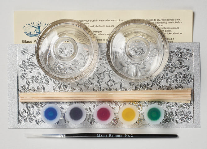 Glass Painting Diffuser Kit | Instructions Glass Bottles Stickers Paints Brush Diffuser Sticks