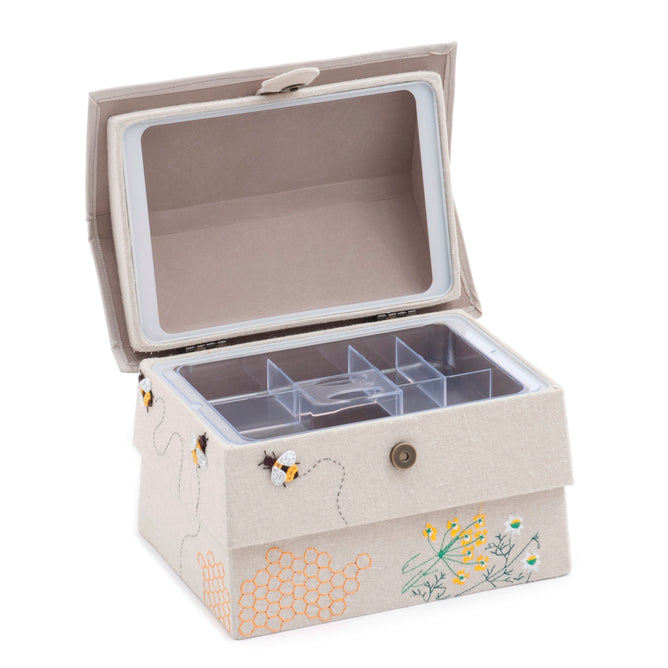 Sewing Bee Hive Design Sewing Basket Box With Tray Medium