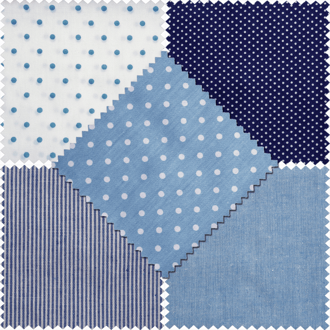 Cotton Linen Fabric Blue | Fat Quarter Tartans | 40% Linen | Grosgrain Ribbon | Pack of 5