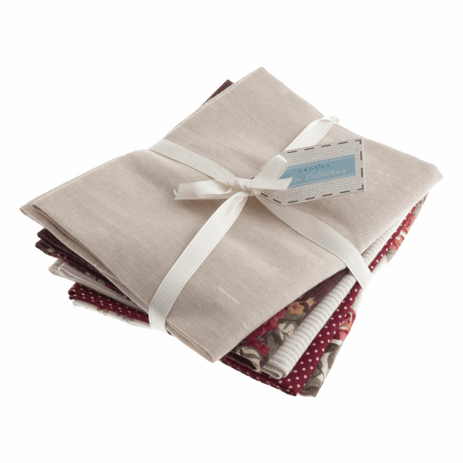 Cotton Linen Fabric Natural | Fat Quarter Tartans | 40% Linen | Grosgrain Ribbon | Pack of 5