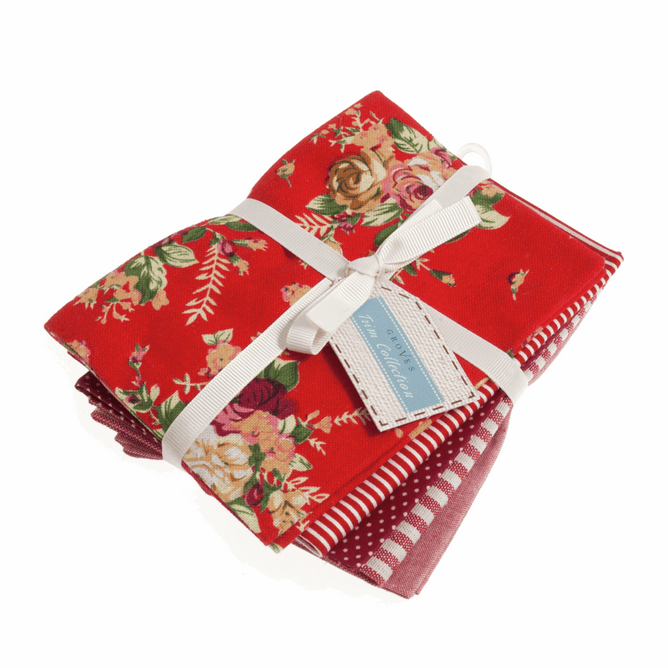 Printed Fabric Red Assorted | Fat Quarter Tartans | Pack of 5