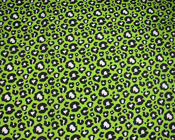 Leopard Print Green Polycotton Children Fabric