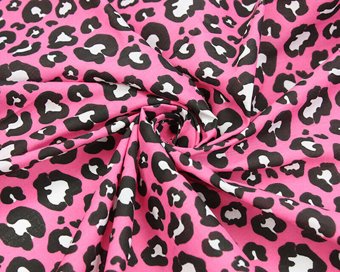 Leopard Print Pink Polycotton Children Fabric