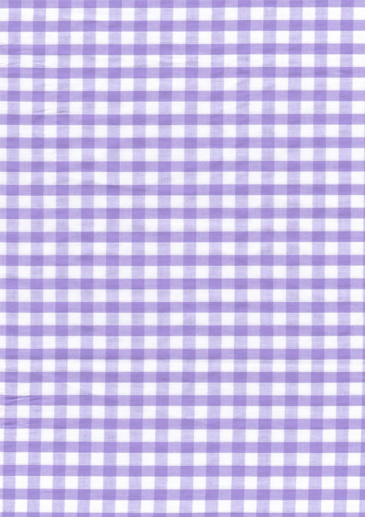 Lilac Gingham Polycotton 1/4" Checked Fabric Select Size 112cm Wide