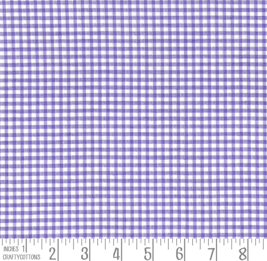Lilac Gingham Polycotton 1/8" Checked Fabric Select Size 112cm Wide