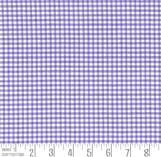 Lilac Gingham Polycotton 1/8" Checked Fabric Select Size 112cm Wide