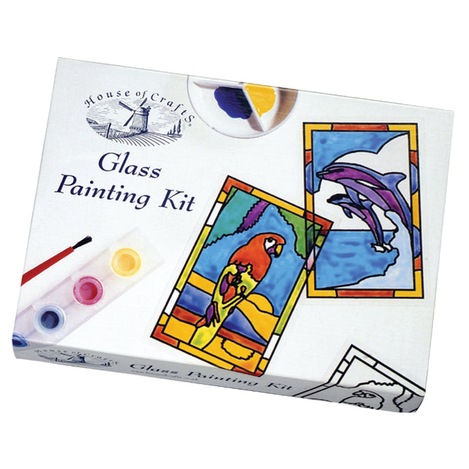 Glass Painting Kit | Instructions Glass Paints Acetate Blanks Brush Palette Cards