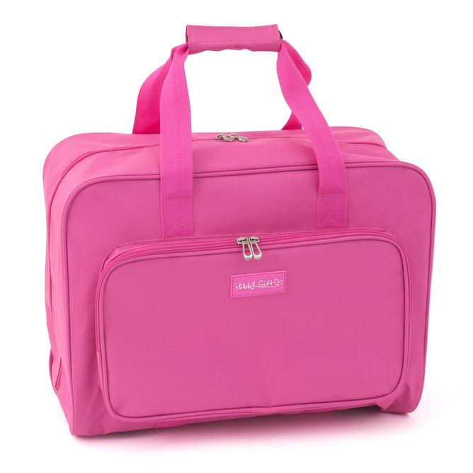 Pink Sewing Machine Storage Bag With Handle Zip Up Front Pocket Back Strap