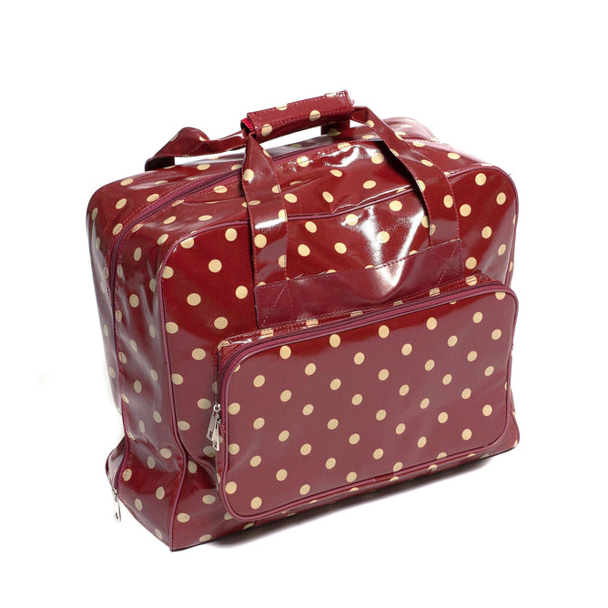 Red Polka Dotted Value PVC Sewing Machine Storage Bag With Handle Zip Up Pocket - Hobby & Crafts