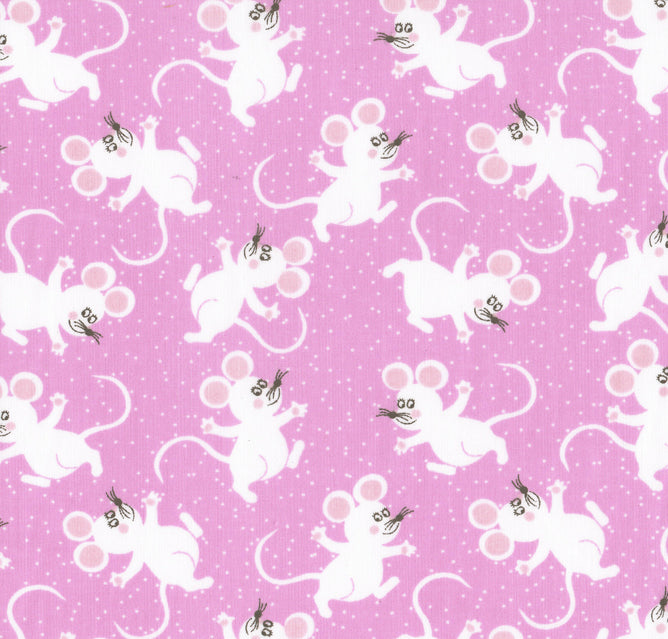Mice Lilac Polycotton Children Fabric Choose Size